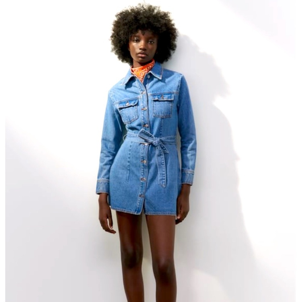 Zara belted denim dress Medium